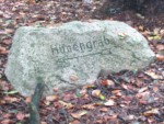 Ca. 20m hinter dem Stein befindet sich das Hünengrab. In den 80er Jahren war noch deutlich ein Erdaufwurf zu erkennen, der mittlerweile durch Erosion fast vollständlich verschwunden ist.